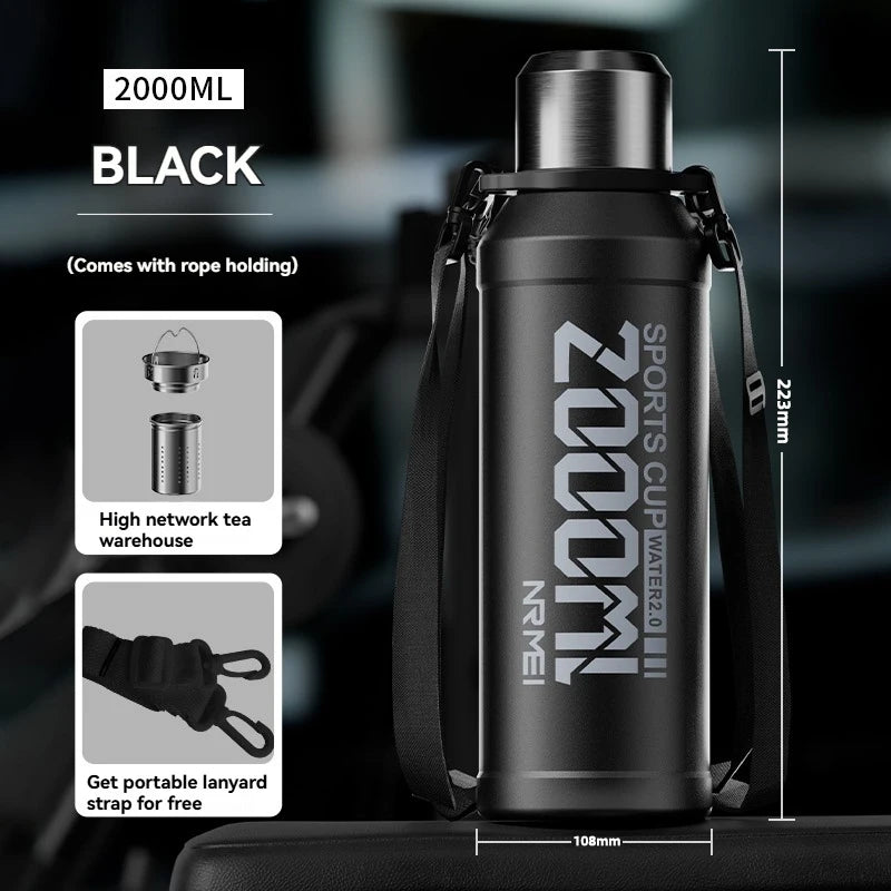 2L Thermos Bottle Insulated Water Bottle Vacuum Flask Stainless Steel Thermal Bottle Cold Coffee Hot Tea Cup Drinkware Gym Mug