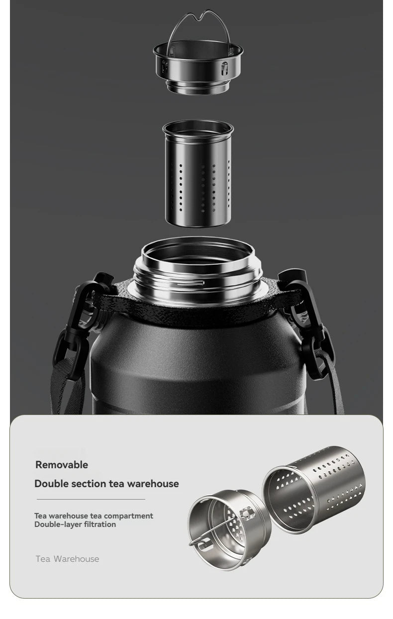 2L Thermos Bottle Insulated Water Bottle Vacuum Flask Stainless Steel Thermal Bottle Cold Coffee Hot Tea Cup Drinkware Gym Mug