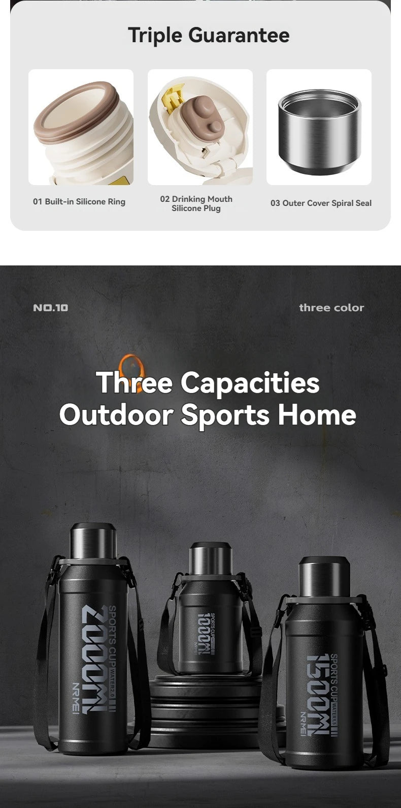 2L Thermos Bottle Insulated Water Bottle Vacuum Flask Stainless Steel Thermal Bottle Cold Coffee Hot Tea Cup Drinkware Gym Mug