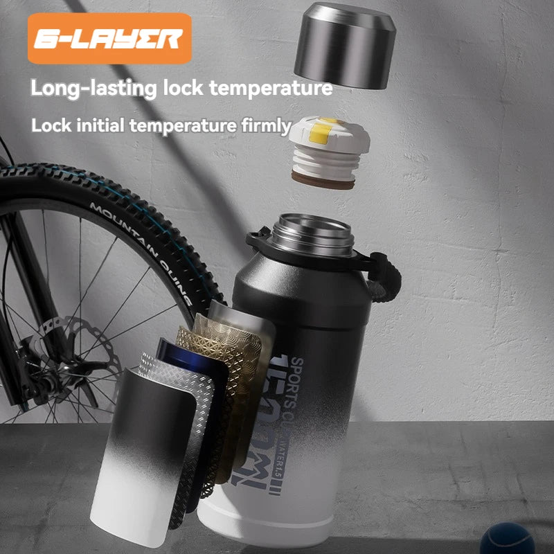 2L Thermos Bottle Insulated Water Bottle Vacuum Flask Stainless Steel Thermal Bottle Cold Coffee Hot Tea Cup Drinkware Gym Mug